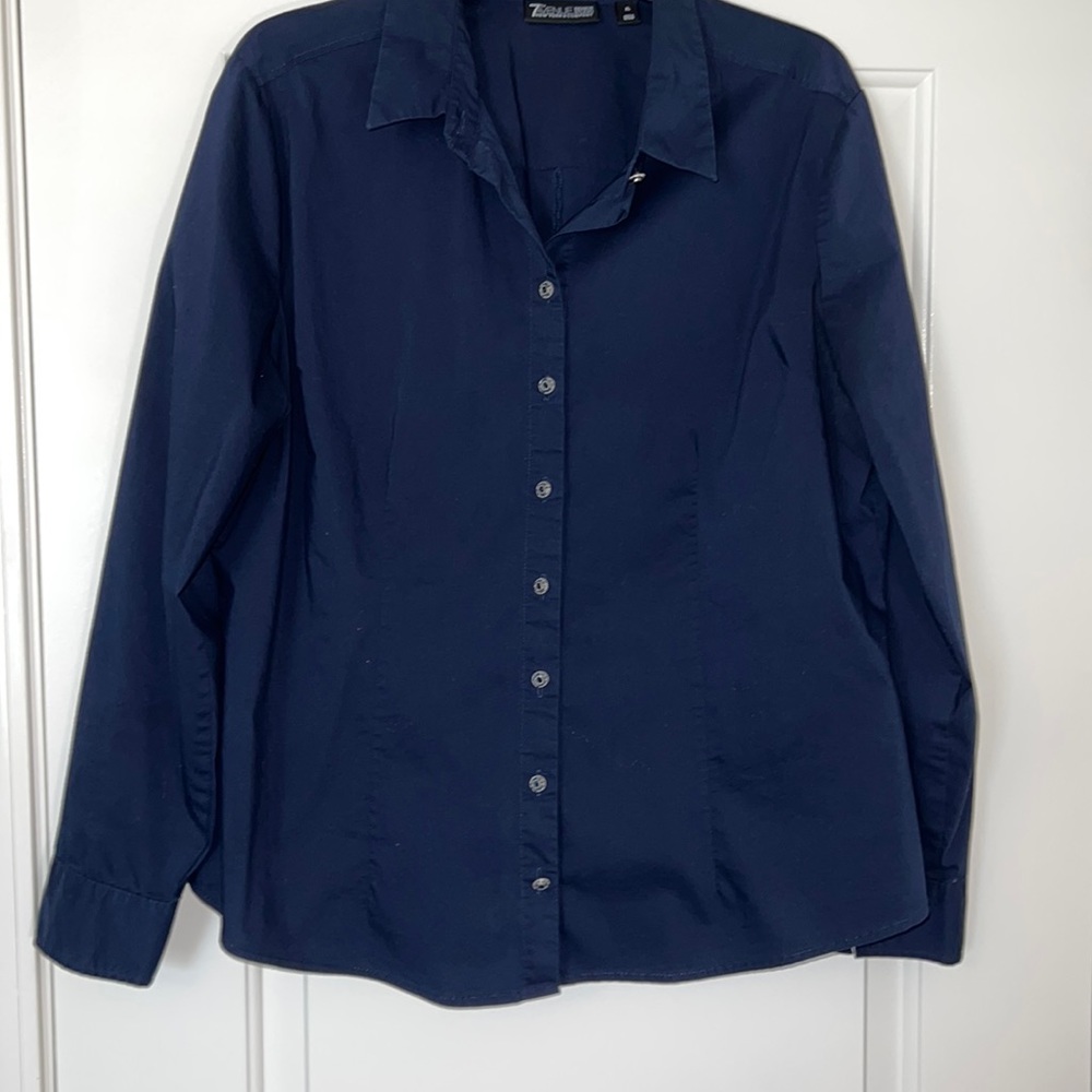 Navy blue button down w/fancy buttons, size XL